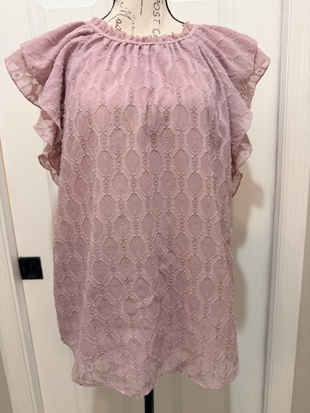 LOFT Lightweight Flutter Sleeve Blouse in Rose - Picture 3 of 11